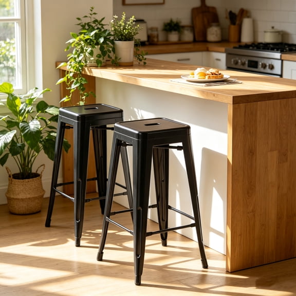 Mainstays 30 inch Metal Barstools Set of 4 Black Color