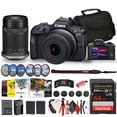 thumbnail image 1 of Canon EOS R100 Mirrorless Camera with 18-45mm and 55-210mm Lenses Kit 6052C022 Filter Kit Corel Photo Software Bag 64GB Card LPE17 Battery Charger Card Reader Flex Tripod International Model, 1 of 9