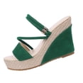 thumbnail image 2 of Hinvhai Sandales Espadrilles à Plateforme Compensée pour Femmes à Bout Ouvert, Sandales Compensées à Brides Croisées Sandales Espadrilles d'Été à Plateforme Vert Armée 7.5(40), 2 of 8