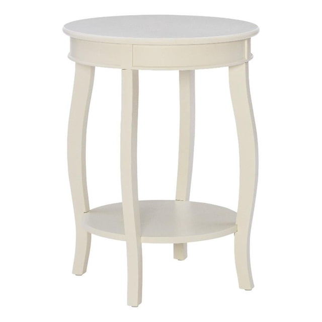 Bowery Hill Table d'Appoint Rond en Bois Blanc Cassé avec Rangement 18,5 Pouces Non Assemblé