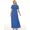 thumbnail image 3 of QJUHUNG Robe Maxi de Maternité Élégante - Robes d'Été Fluides pour Femmes Enceintes avec Bouton Décoratif et Courte Manche Volantée - Parfaites pour Séance Photo de Shower de Bébé (P-3TG), 3 of 6