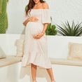 thumbnail image 2 of MEZZALL Robe Femme Florale à Encolure Carrée Robes Midi Robe de Maternité Enceinte Décontractée Robe Trapèze Longue Fluide à Smocks Confort Tenue Quotidienne L, 2 of 6