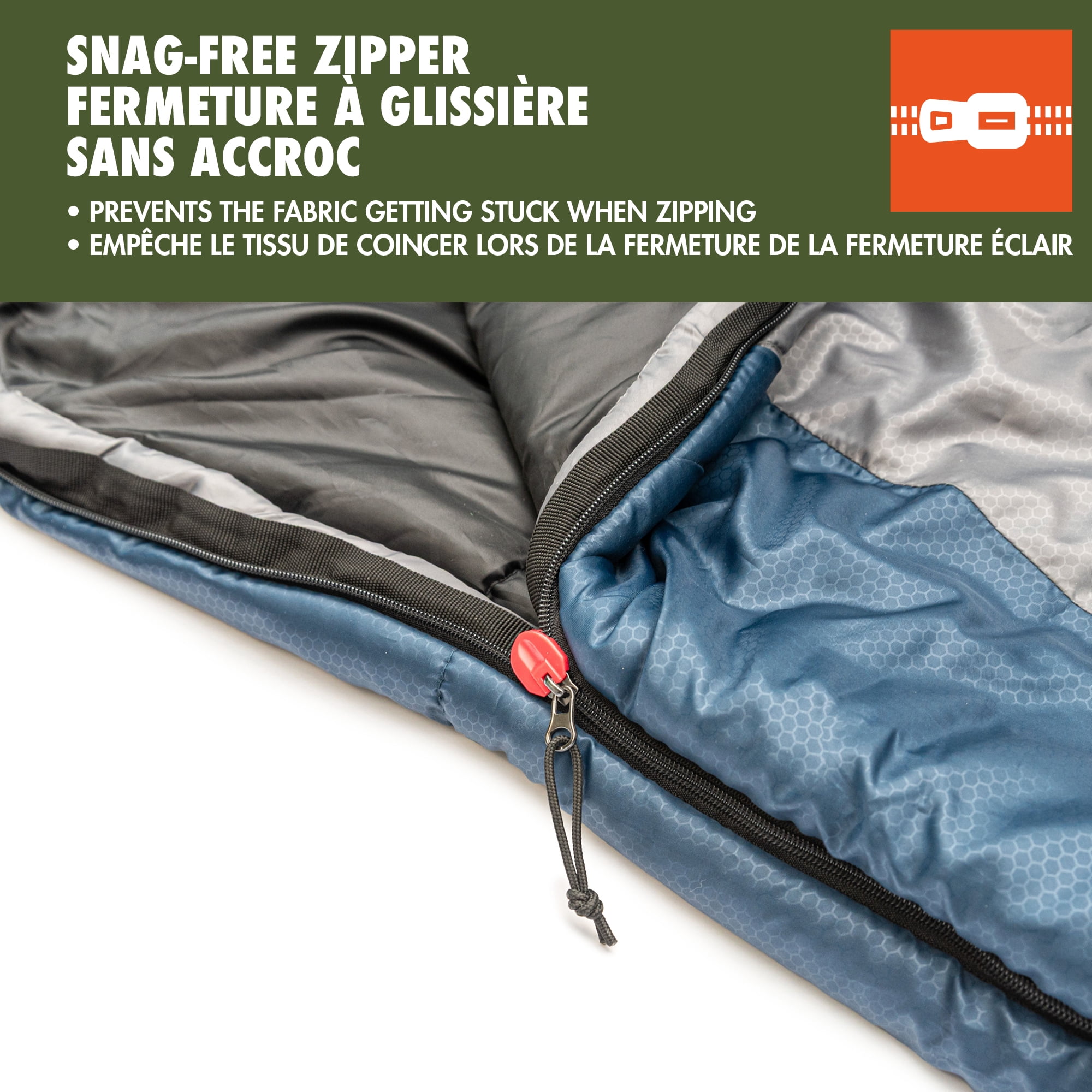Ozark Trail - Sac de Couchage - Sarcophage -10℃, Polyester, Couleur Gris et Bleu, 86 x 229 cm, avec Sac de Transport par Compression