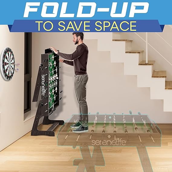 Goplus Baby-foot de 122 cm, table de jeux de football en bois avec 2 ballons de football, 2 porte-gobelets, maison intérieure, salle de jeux, table de football pour compétition d'arcade pour adultes