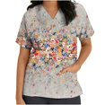 thumbnail image 1 of Womens Scrubs Tops Short Sleeve V-neck Tops Uniform Printed Pockets Blouse Nursing Clearance, 1 of 5