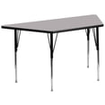 thumbnail image 1 of 29.5''W x 57.25''L Trapezoid Grey Thermal Laminate Activity Table - Standard Height Adjustable Legs, 1 of 5