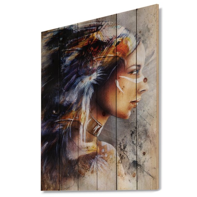 Design Art - Woman with White Horse Eagles