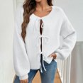 thumbnail image 4 of Yuyuzo Womens Cardigans Long Sleeve Tie Front Crewneck Knit Dropped Shoulder Sweater Fall Winter Cropped Jacket, 4 of 7