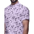 thumbnail image 4 of BESTMAN Chemise en Coton pour Hommes à Manches Courtes Imprimée Col Mandarin Chemise Décontractée, 4 of 5