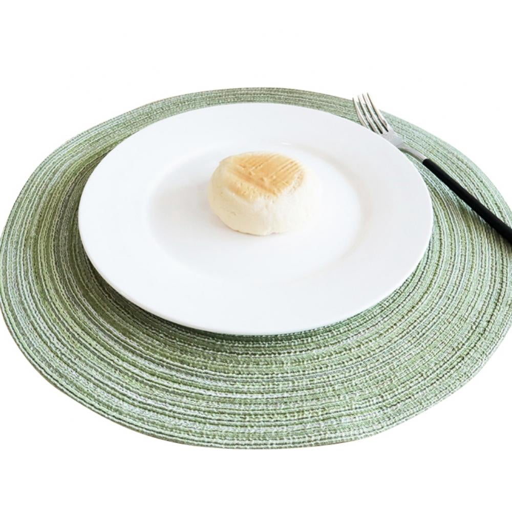 Ensemble de 4 Napperons Ronds Napperons Ronds en Coton Tressé pour Table de Cuisine Table à Manger Fête de Vacances, Vert