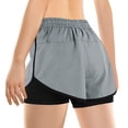 thumbnail image 2 of Plebaso Women's 2 in 1 Running Shorts Elastic Waist Drawstring Athletic Shorts Lightweight Workout Shorts, 2 of 6