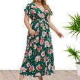 thumbnail image 4 of EGNMCR Robes d'Été Femmes Tendance 2024 Mode Femme Imprimé Grande Taille Col en V Ventilée Sexualité Robe Flottante, 4 of 6