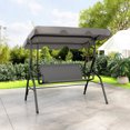 thumbnail image 2 of Gymax 3-Person Swing Chair Porch Swing Seat w/ Adjustable Canopy Removable Cushion Gray, 2 of 9
