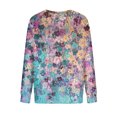 thumbnail image 4 of Qertyioot Hauts de Mode pour Femmes, Chemisier Chandail à Manches pour Dames à Col Rond Imprimé, 4 of 5