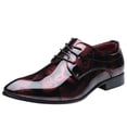 thumbnail image 1 of Chaussures de Mariage en Cuir à Lacets Brillants à Bout Pointu pour Hommes, 1 of 9