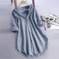 thumbnail image 2 of Timegard Womens Shirts Striped Long Sleeve Lapel v Neck Button up Tops Fall Casual Work Loose Blouse, 2 of 7