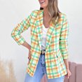 thumbnail image 1 of jsaierl Women's Plaid Blazers Houndstooth Long Sleeve Open Front Lapel Collar Jackets with Pockets, 1 of 7