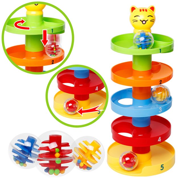 Bangcool Empilage Blocs Ensemble Boule Interactive Roulement Jouet d'Apprentissage de Construction pour Enfant