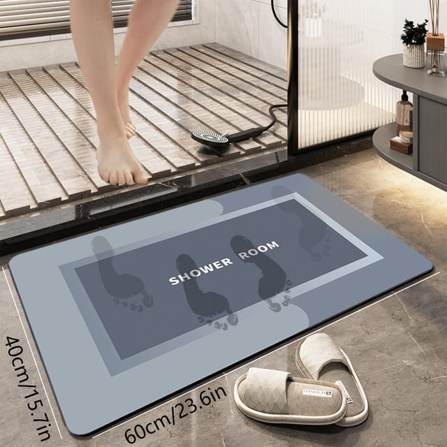 Dvkptbk Bath Mat Bathroom Rugs Non Slip Absorbent Stain Resistant Quick Dry Washable Bathroom Rug Bath Mats for Bathroom Floor Tub Sink Shower Mat Easy Care Blue 16"x24"