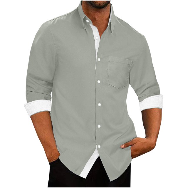 Chemise à Manches Longues pour Hommes Mode Décontractée Patchwork Col Rabattu Chemise à Boutons Blouse à Manches Longues pour Hommes
