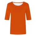 thumbnail image 4 of Erwazi T-Shirts à Manches Mi-Longues pour Femmes, Décontractés, Coupe Ample, Col Ras du Cou, Mignons, Unis, Tuniques Basiques, 4 of 5