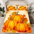 thumbnail image 1 of YST Draps de Lit Citrouille d'Automne Drap-Housse Récolte d'Automne Format Simple, Literie Style Aquarelle Vintage Drap Feuille d'Érable, Couvre-Lit Action de Grâce Heureux Beige Orange (Poche Profonde), 1 of 5