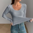 thumbnail image 4 of Lmnyox T-Shirt à Col Rond pour Femmes Manches Longues Décontracté Mode Basique Automne Hiver, 4 of 5
