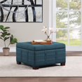 thumbnail image 2 of Detour Strap Square Storage Ottoman in Azure Blue Fabric, 2 of 7