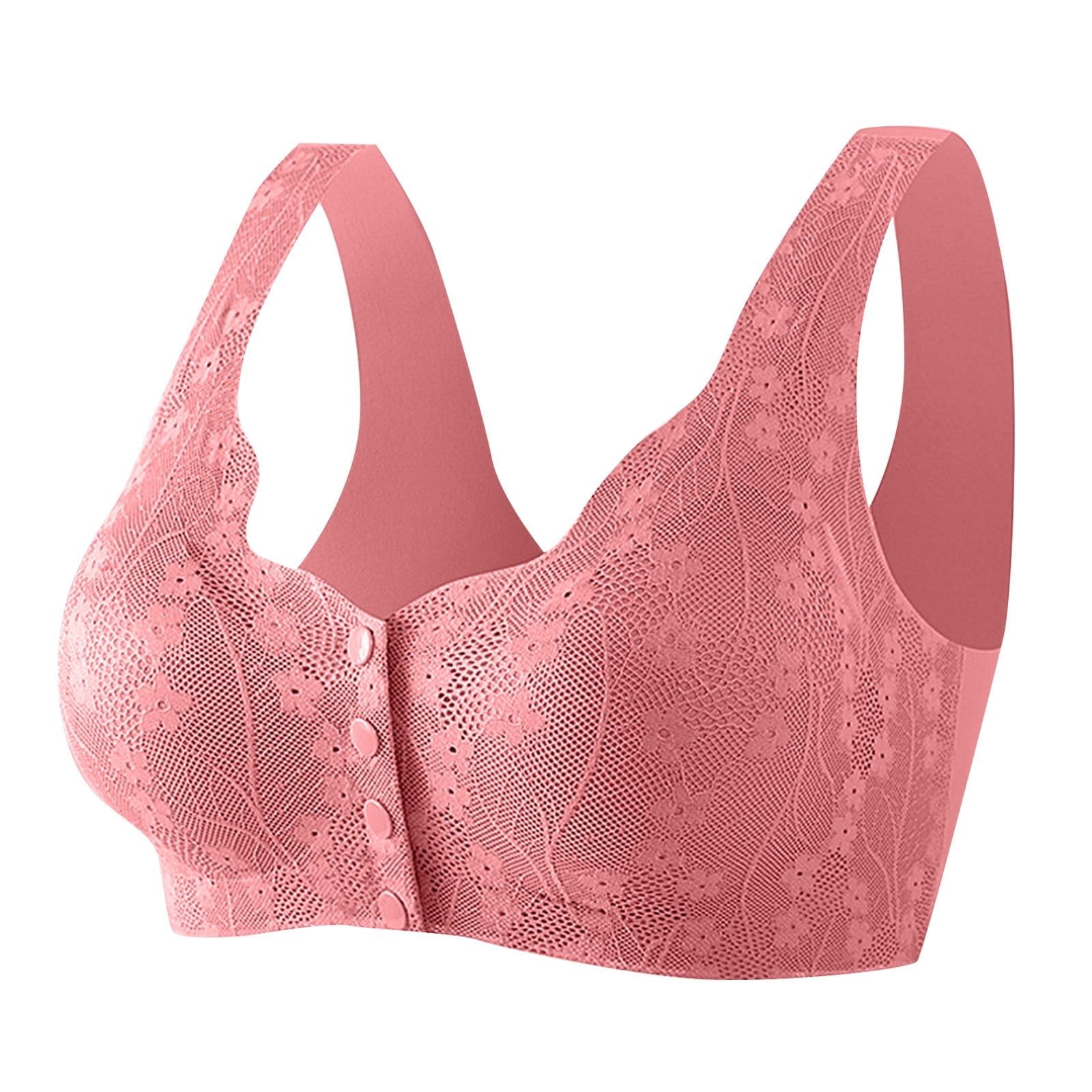 HBFAGFB Padded Bras for Women Front Button Built-In Bra Breathable Comfortable Underwear Watermelon Red Size XXXXL