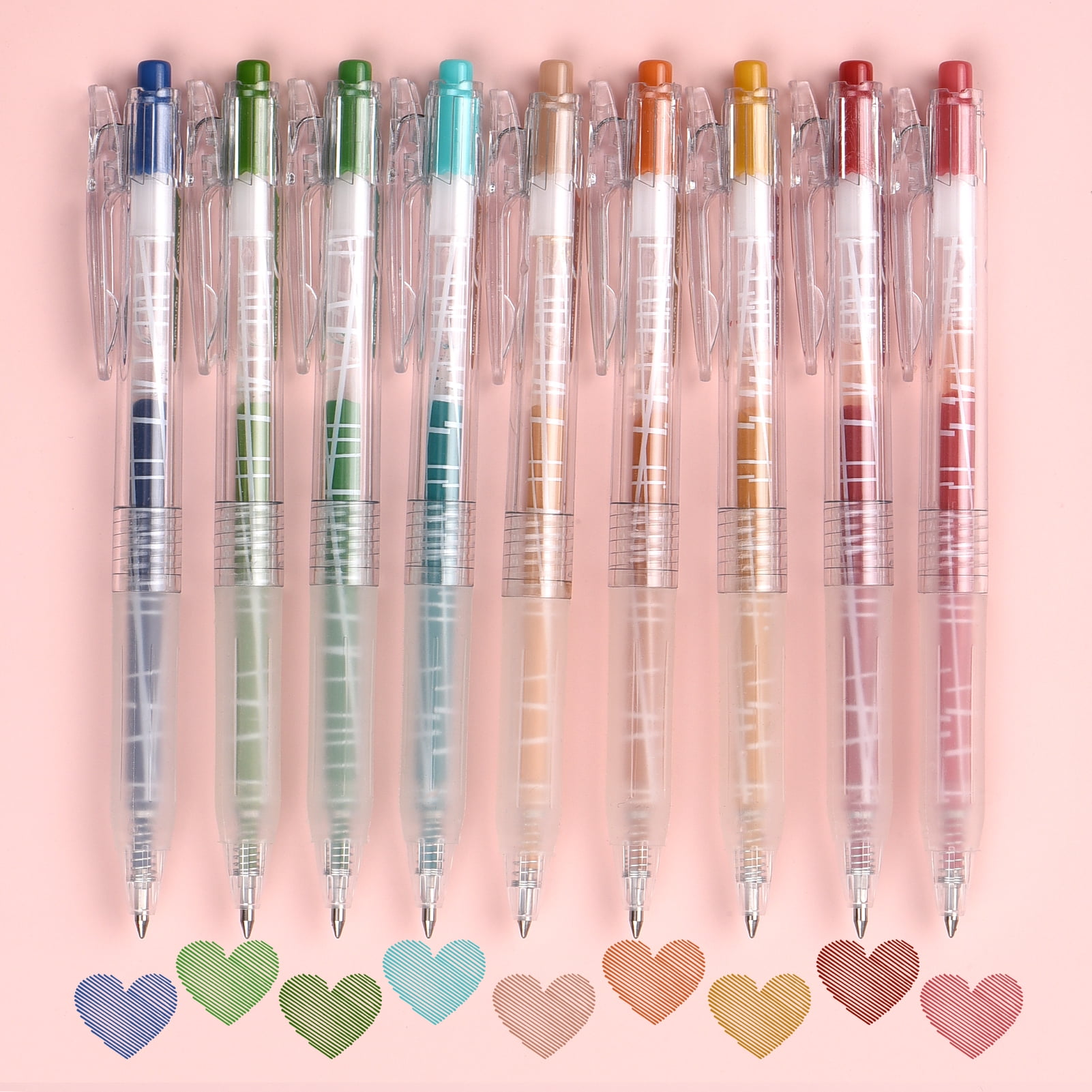 Yeacher 9 Color Gel Pens Set 0.5mm Pen Lead Colored Pens Retractable Gel Ink Pens Art Supplies for Children Adults Coloring Books Drawing Painting Writing Journaling