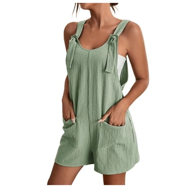 jovati Romper Shorts for Women Summer Womens Summer Comfortable Casual Suspender Shorts Solid Color Pocket Jumpsuit Shorts Rompers for Women Summer Sexy Rompers and Jumpsuits for Women Sexy