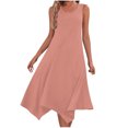 thumbnail image 2 of Ovzne Robes d'Été pour Femmes Robe d'Été Robes pour Femmes Sans Manches Col Rond à Cordon Décontractée à Volants Ligne A Mini-Robe Robe pour Femmes Liquidation, 2 of 7