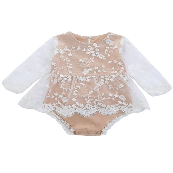 Vêtements pour Nouveau-Né Fille Combinaison Florale Barboteuse Barboteuse Dos Nu à Volants Tenue de Soleil Kaki 3-6 Mois