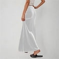 thumbnail image 4 of Kvture Ladies Fashion Women Solid Color Elastic Waist Drawstring Long Skirt White L, 4 of 6