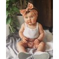 thumbnail image 2 of Infant Baby Girls Summer Suit Set Knitted Suspender Romper Top+Print Short Pants +Headband 3PCS Outfit, 2 of 5