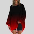 thumbnail image 1 of RXIRUCGD Womens Oversized Crewneck Sweatshirt Printed Long Sleeve Tunic Tops, Red, Size: M, 1 of 5