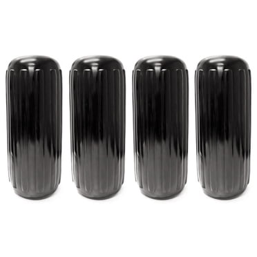 NEH Center Hole Ribbed Boat Pontoon Fender 10" x 28" 4pcs Inflatable Vinyl Mooring Bumpers Guard Dock Docking - Black