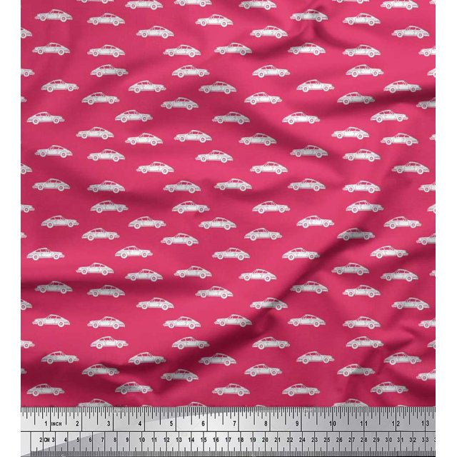 Soimoi Polyester Crepe Fabric Car Transport Decor Fabric Printed Yard 52 Inch Wide