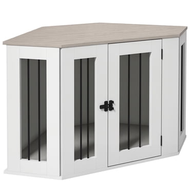 PawHut Meuble Cage pour Chien, Conception d'Angle de 41 Pouces avec Coussin pour Chiens m
