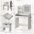 thumbnail image 3 of Vanity Desk with LED Light Mirror and Charging Station, Small Makeup Vanities Set with 2 Drawers, Vanity for Girls Women with Storage Stool, Vanity Table for Bedroom, 3 of 7