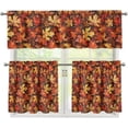 thumbnail image 1 of Maple Leaf Kitchen Window Curtains Valance and Tier Set, 3 Piece Set Rod Pocket Short Curtains, Fall Window Treatment for Bathroom Living Room Bedroom, Easy to Install, 1 of 5