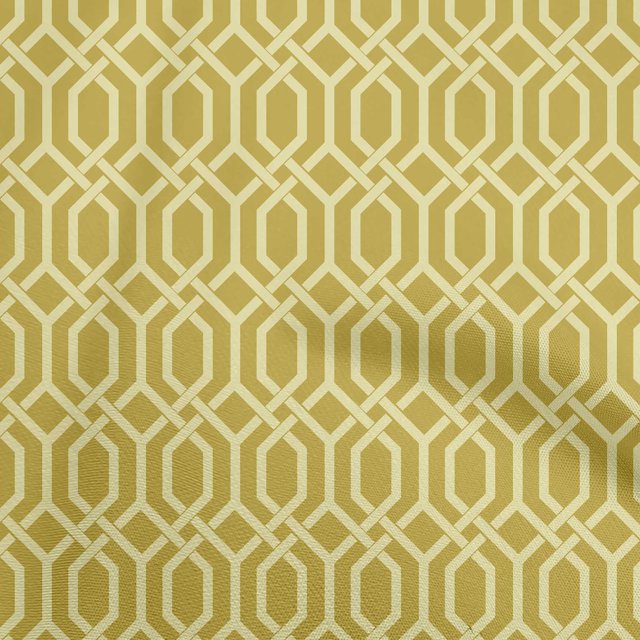 oneOone Cotton Poplin Yellow Fabric Geometrical Craft Projects Decor Fabric Printed By The Yard 42 Inch Wide