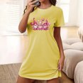 thumbnail image 2 of Chemises de Nuit pour Femmes, Douce Confortable Légère à Manches Courtes Robe de Nuit Confortable pour Dames à Imprimé Cœur Robes de Nuit pour Femmes Robe de Sommeil Jaune G, 2 of 5
