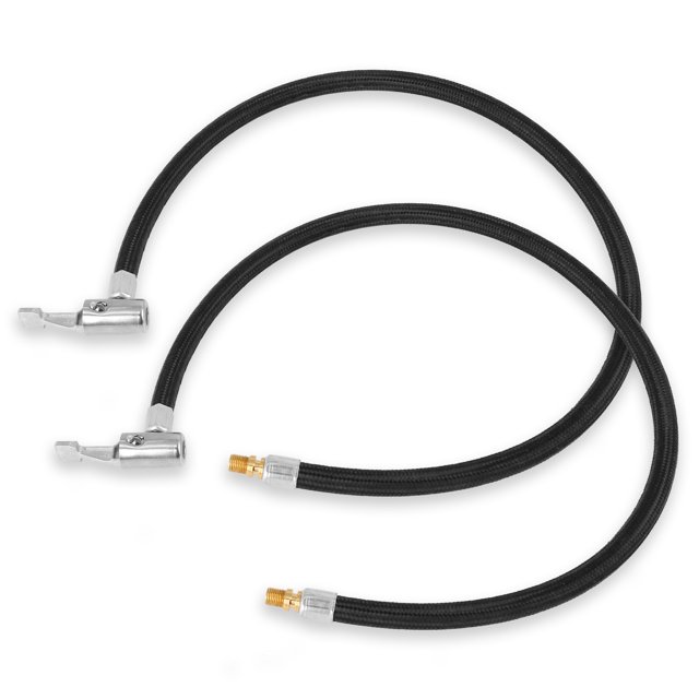 Unique Bargains 2pcs 60cm Car Tire Valve Connect Air Chuck Inflator Pump Extension Hose Adapter Black