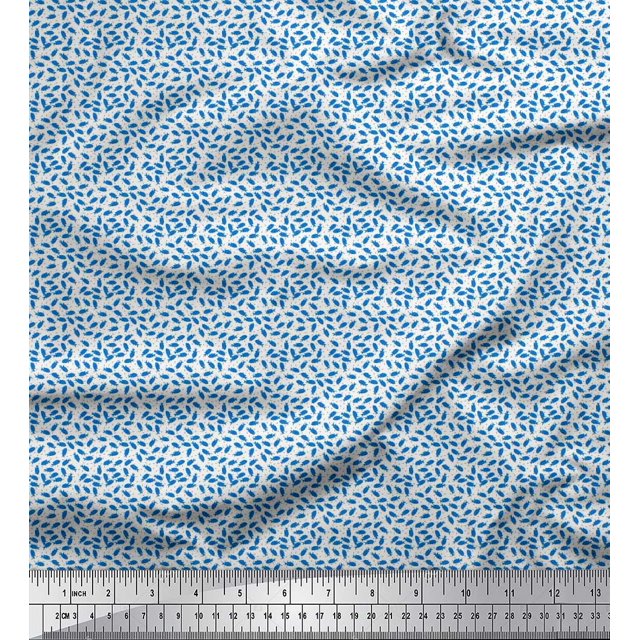 Soimoi Velvet Fabric Fish Ocean Printed Fabric 1 Yard 58 Inch Wide