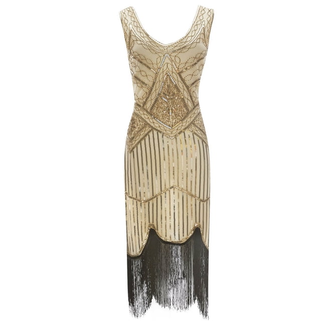 Plus Size Vintage 1920s Flapper Tassel Great Evening Party Cocktail Dress