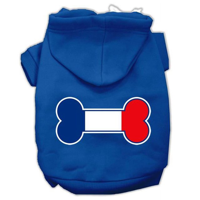 Sérigraphie Drapeau France en Forme d'Os Hoodies Bleu Taille XXXL (20)