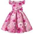 thumbnail image 1 of Ventes Aujourd'hui Liquidation Iumwxz Robes Rétro à Fermeture Éclair Plissées à Grand Ourlet Robes de Princesse avec Nœud Robe Col Rond Imprimé Floral Manches à Volants Robes pour Enfants Robe Tendance pour Fête de Vacances 2-8 Ans, 1 of 8