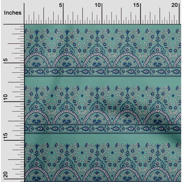 oneOone Cotton Silk Fabric Leaves & Floral Block Printed Craft Fabric BTY 42 Inch Wide