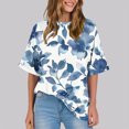 thumbnail image 2 of Pisexur Hauts d'Été pour Femmes Mode Décontractée Manches Courtes Col Rond T-Shirts Confortables Amples Surdimensionnés Imprimé Floral Blouses Hauts Mode T-Shirts Imprimés Graphiques Grande Taille Tops de Sortie S-5TG, 2 of 7